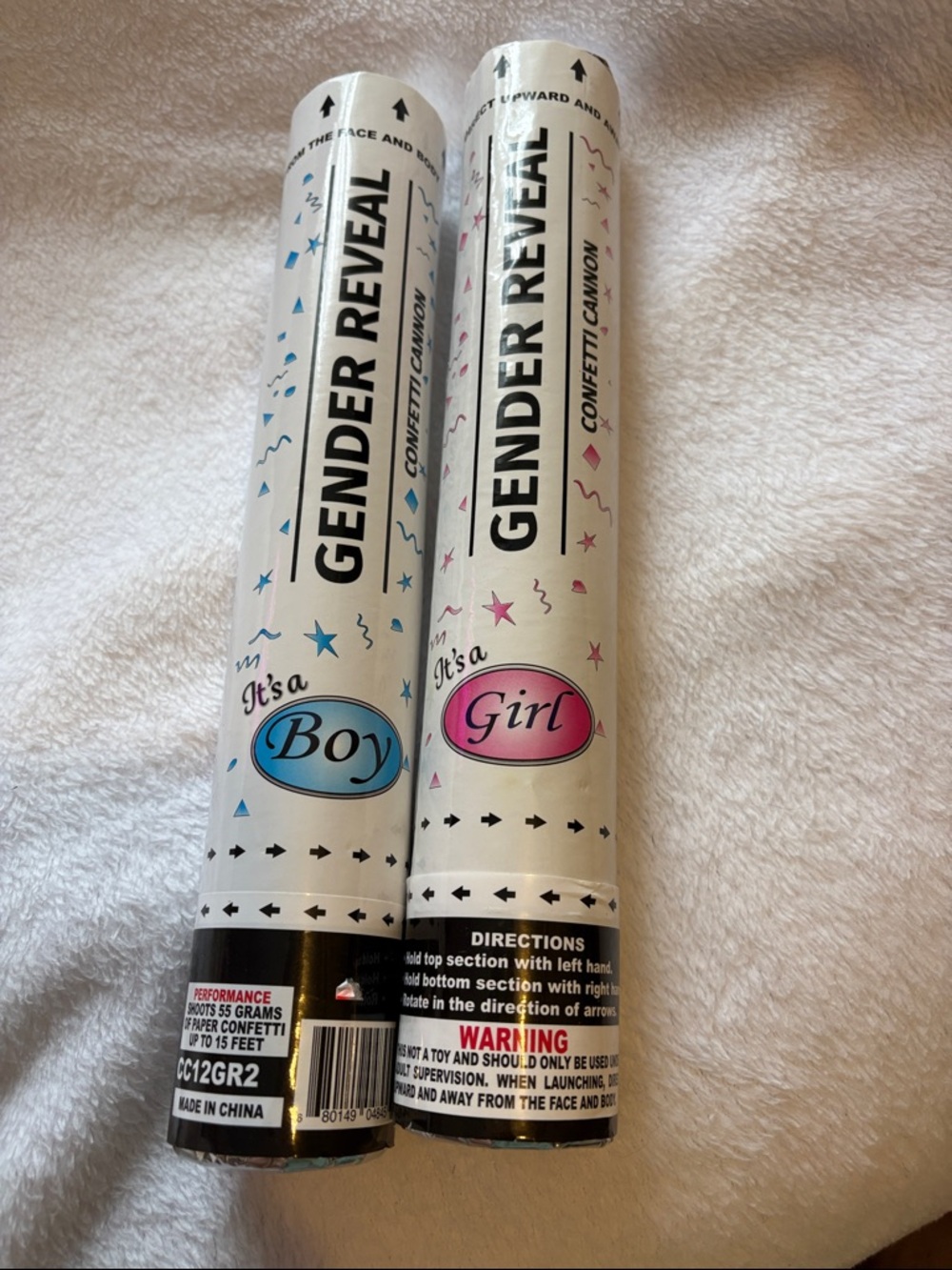 Gender Reveal Confetti Cannons - Blue Boy & Pink Girl Set - 2 For $10